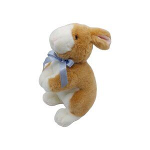Commonwealth Bunny Rabbit Plush Brown White Bow 1999 Stuffed Easter